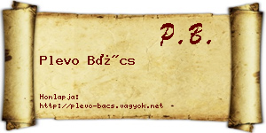 Plevo Bács névjegykártya